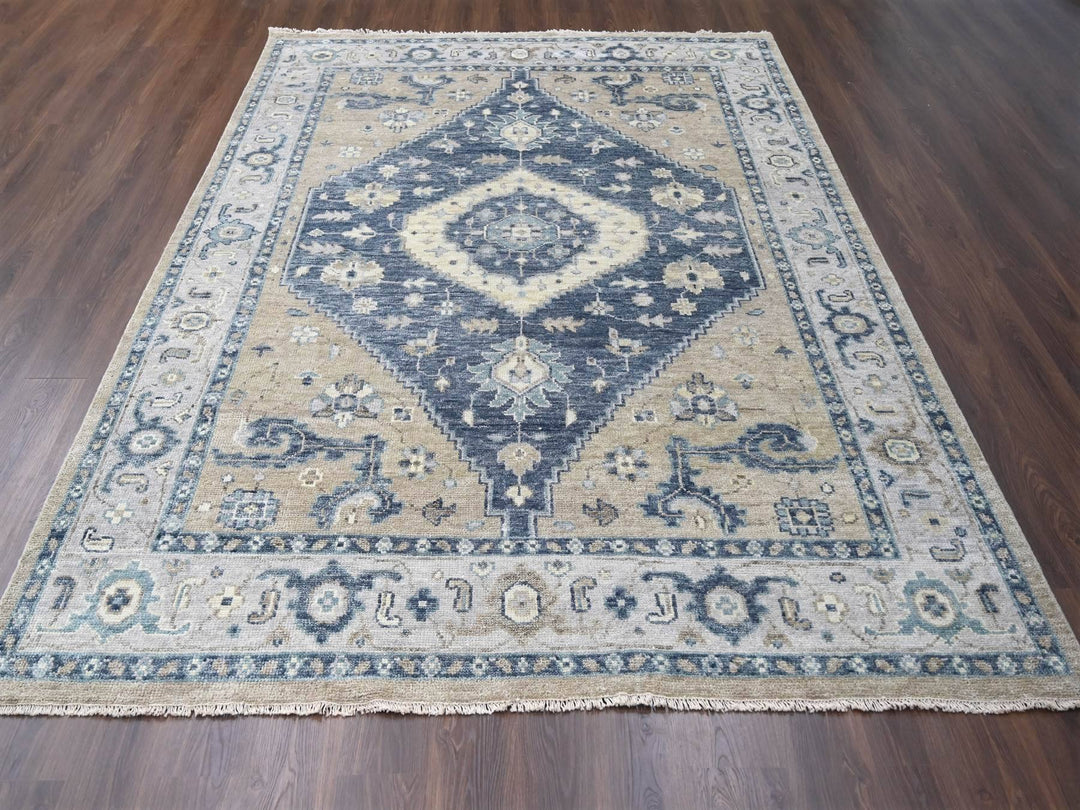 9'3" x 12'3" New Hand Knotted Grey Wool Rectangle Oriental Rug - MOA10284969