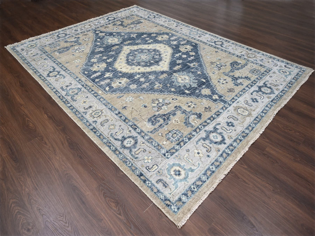 9'3" x 12'3" New Hand Knotted Grey Wool Rectangle Oriental Rug - MOA10284969