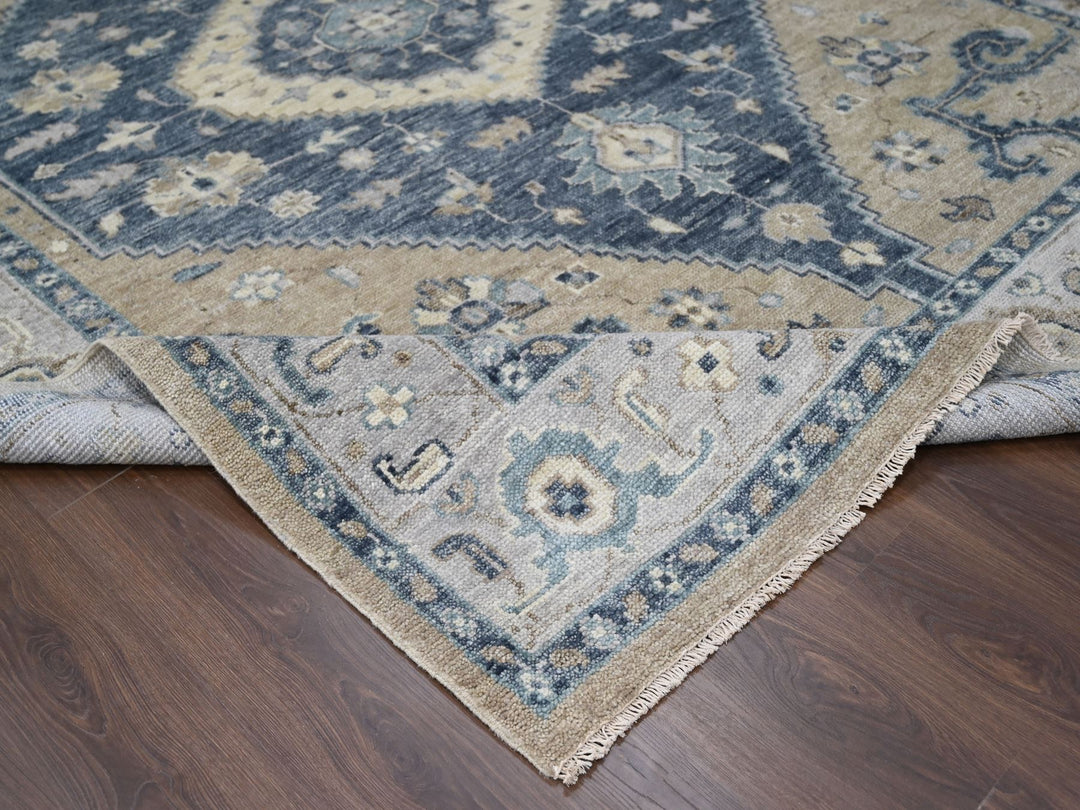 9'3" x 12'3" New Hand Knotted Grey Wool Rectangle Oriental Rug - MOA10284969