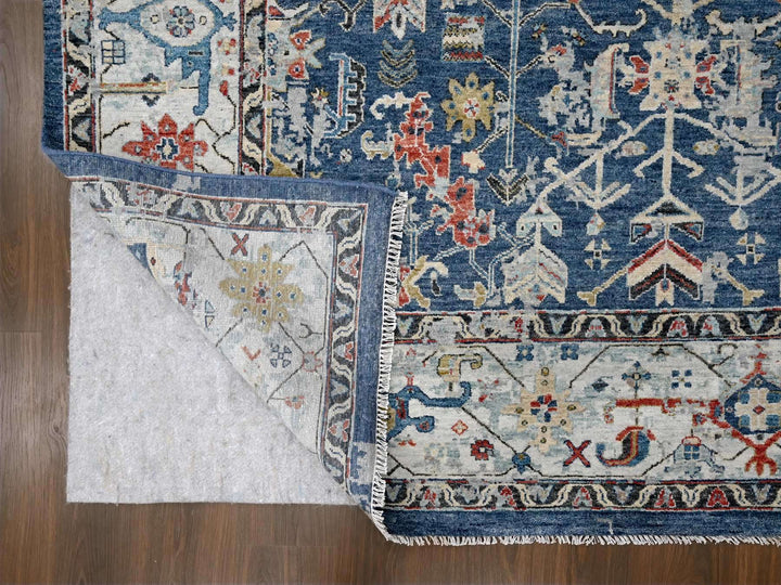 7'11" x 9'9" New Hand Knotted Blue Wool Rectangle Oriental Rug - MOA10284971
