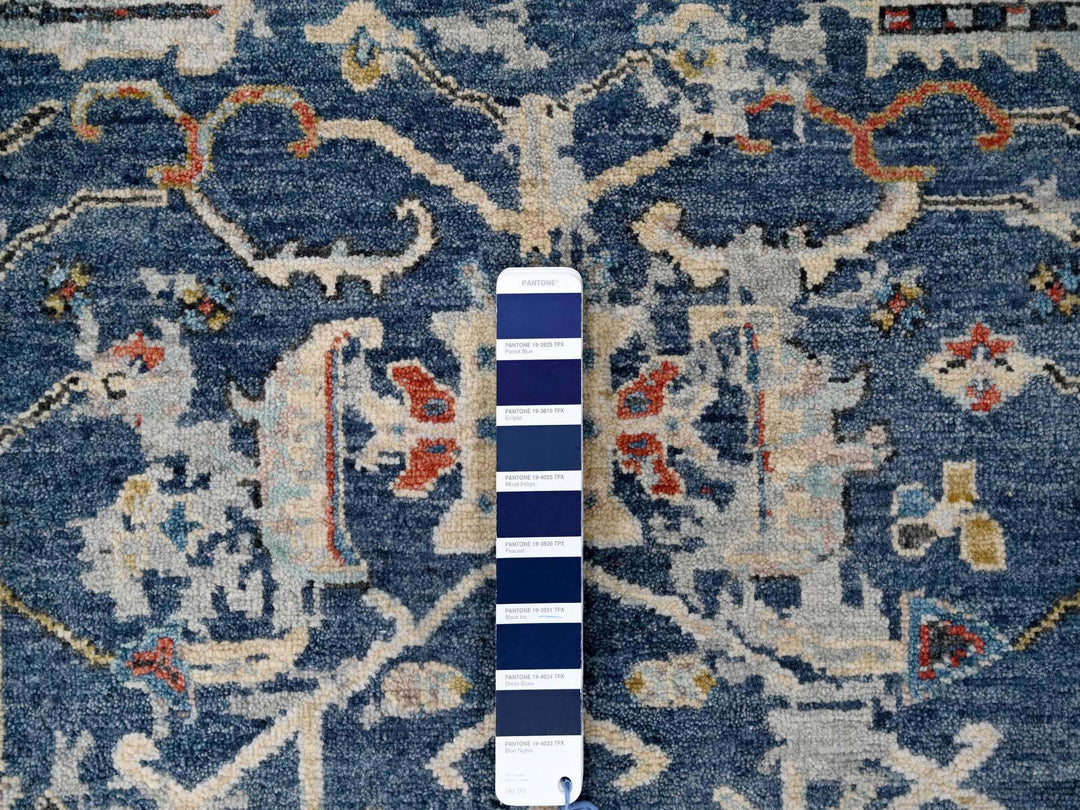 7'11" x 9'9" New Hand Knotted Blue Wool Rectangle Oriental Rug - MOA10284971