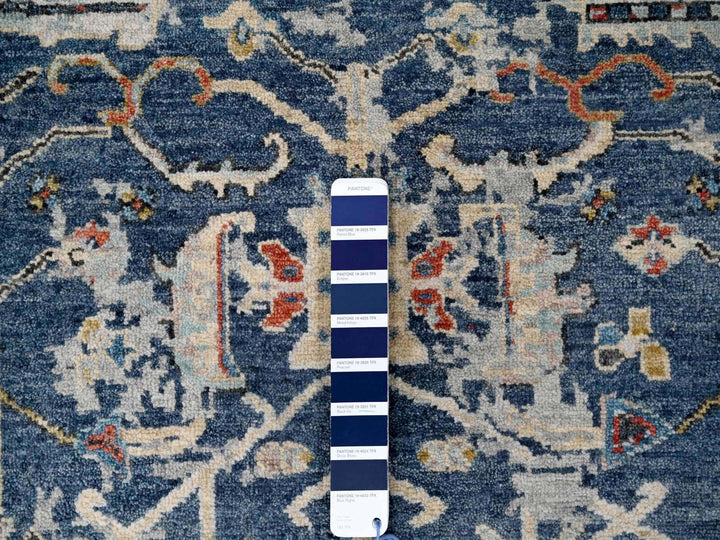 7'11" x 9'9" New Hand Knotted Blue Wool Rectangle Oriental Rug - MOA10284971