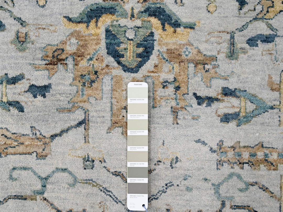 8'11" x 11'11" New Hand Knotted Grey Wool Rectangle Oriental Rug - MOA10284976