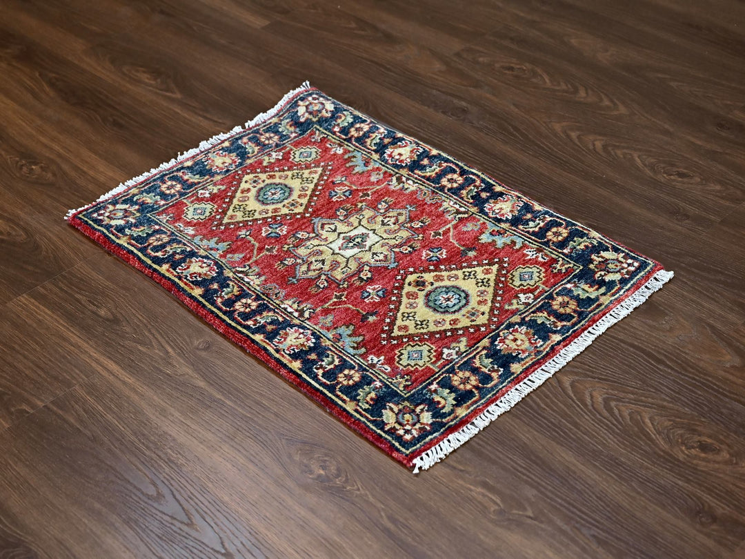 2'0" x 3'0" New Hand Knotted Red Wool Rectangle Oriental Rug - MOA10284980