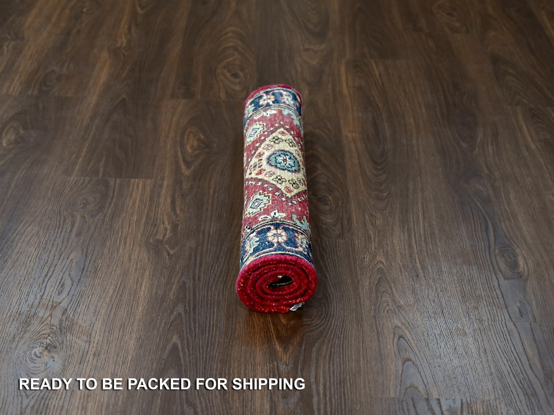 2'0" x 3'0" New Hand Knotted Red Wool Rectangle Oriental Rug - MOA10284980