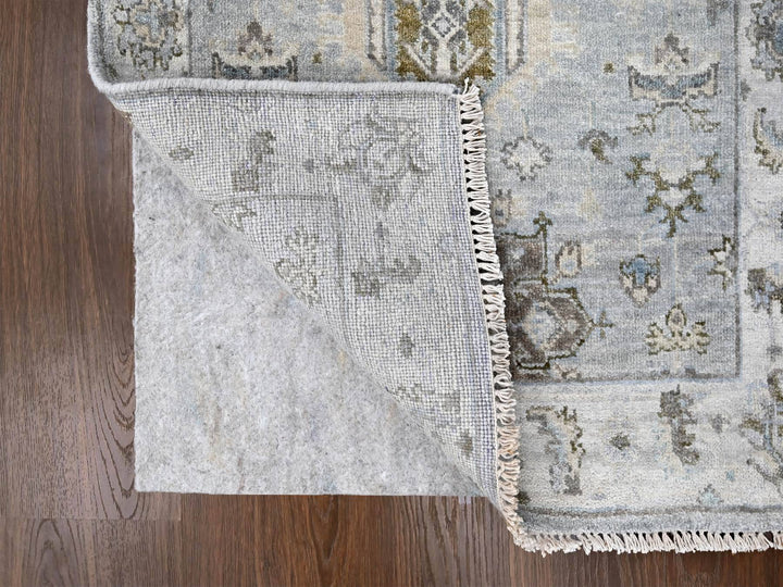 2'8" x 27'9" New Hand Knotted Grey Wool Runner Oriental Rug - MOA10284982