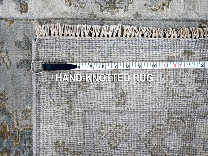 2'8" x 27'9" New Hand Knotted Grey Wool Runner Oriental Rug - MOA10284982