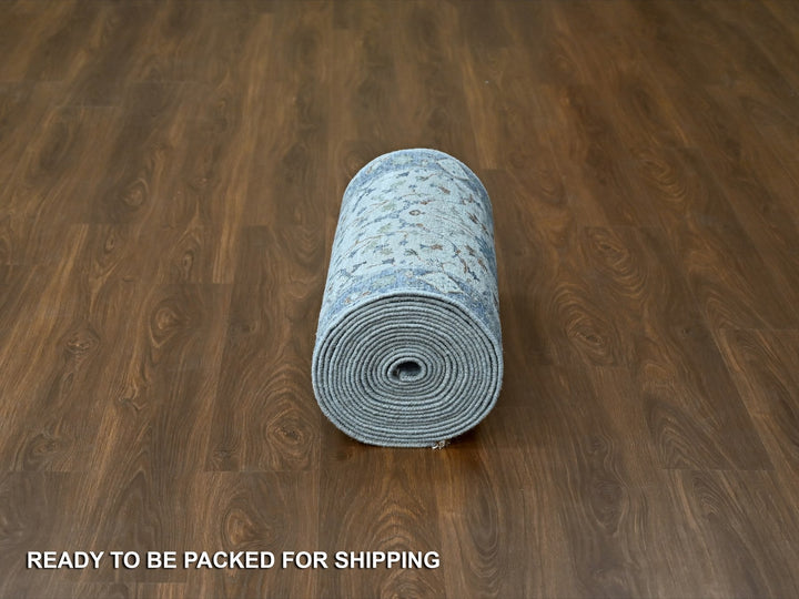 2'6" x 30'4" New Hand Knotted Grey Wool Runner Oriental Rug - MOA10284983