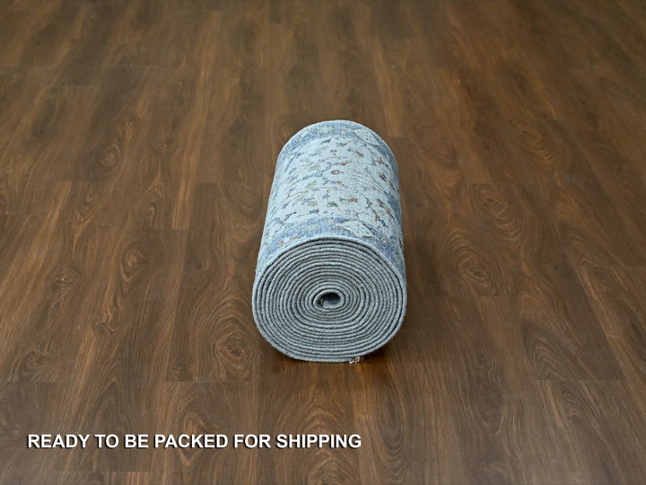 2'5" x 30'4" New Hand Knotted Grey Wool Runner Oriental Rug - MOA10284984