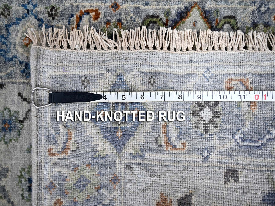 2'6" x 23'10" New Hand Knotted Grey Wool Runner Oriental Rug - MOA10284985