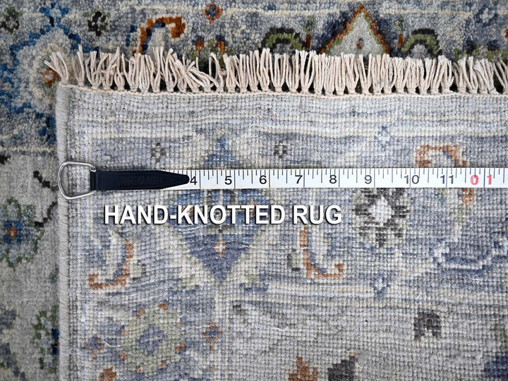 2'6" x 23'10" New Hand Knotted Grey Wool Runner Oriental Rug - MOA10284985