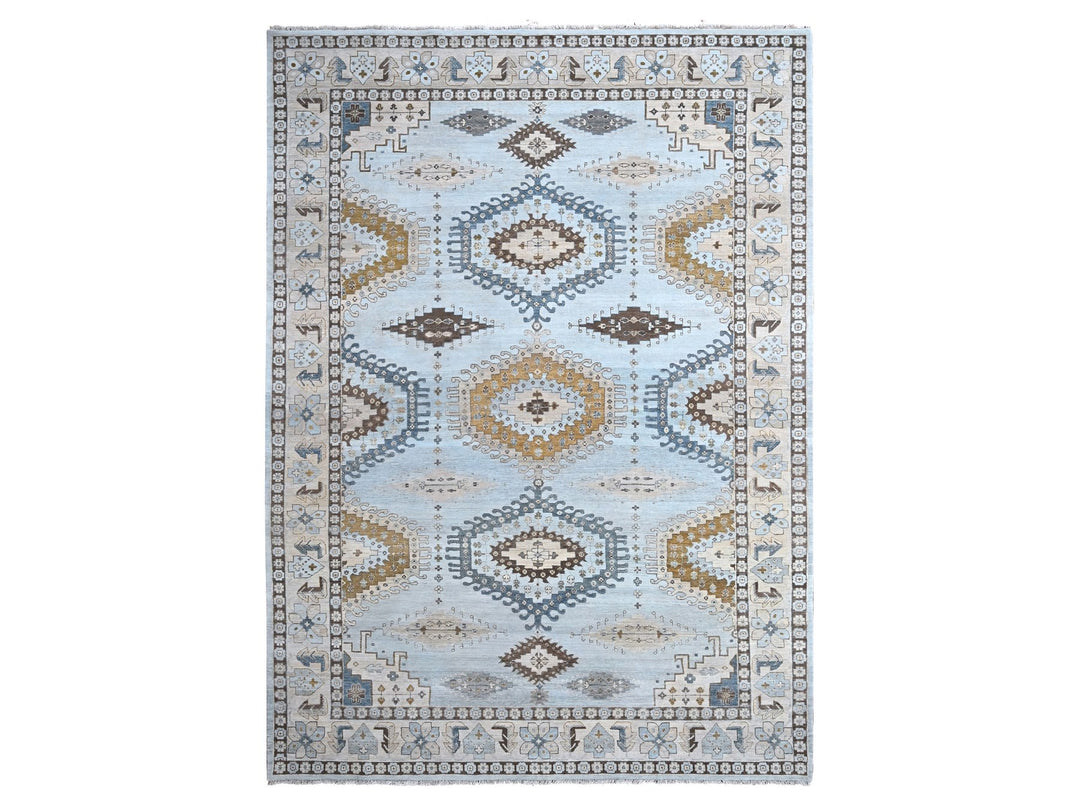 10'0" x 13'11" New Hand Knotted Grey Wool Rectangle Oriental Rug - MOA10284987