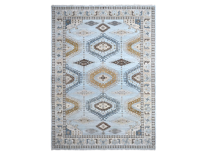 10'0" x 13'11" New Hand Knotted Grey Wool Rectangle Oriental Rug - MOA10284987