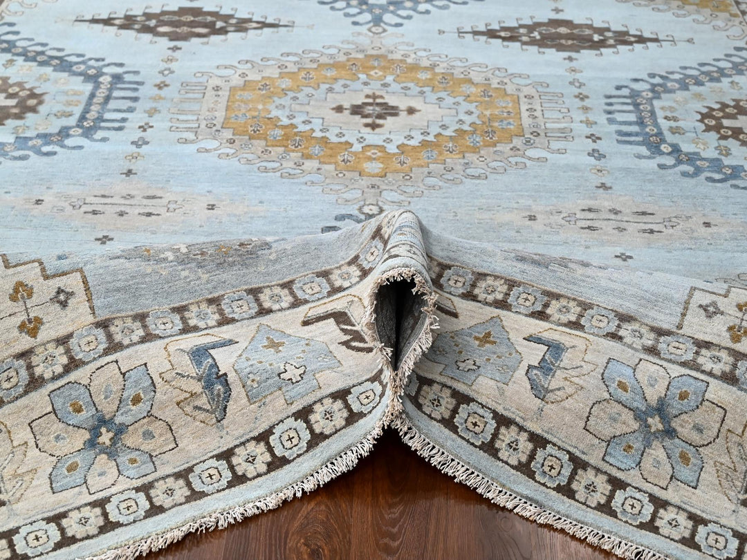 10'0" x 13'11" New Hand Knotted Grey Wool Rectangle Oriental Rug - MOA10284987