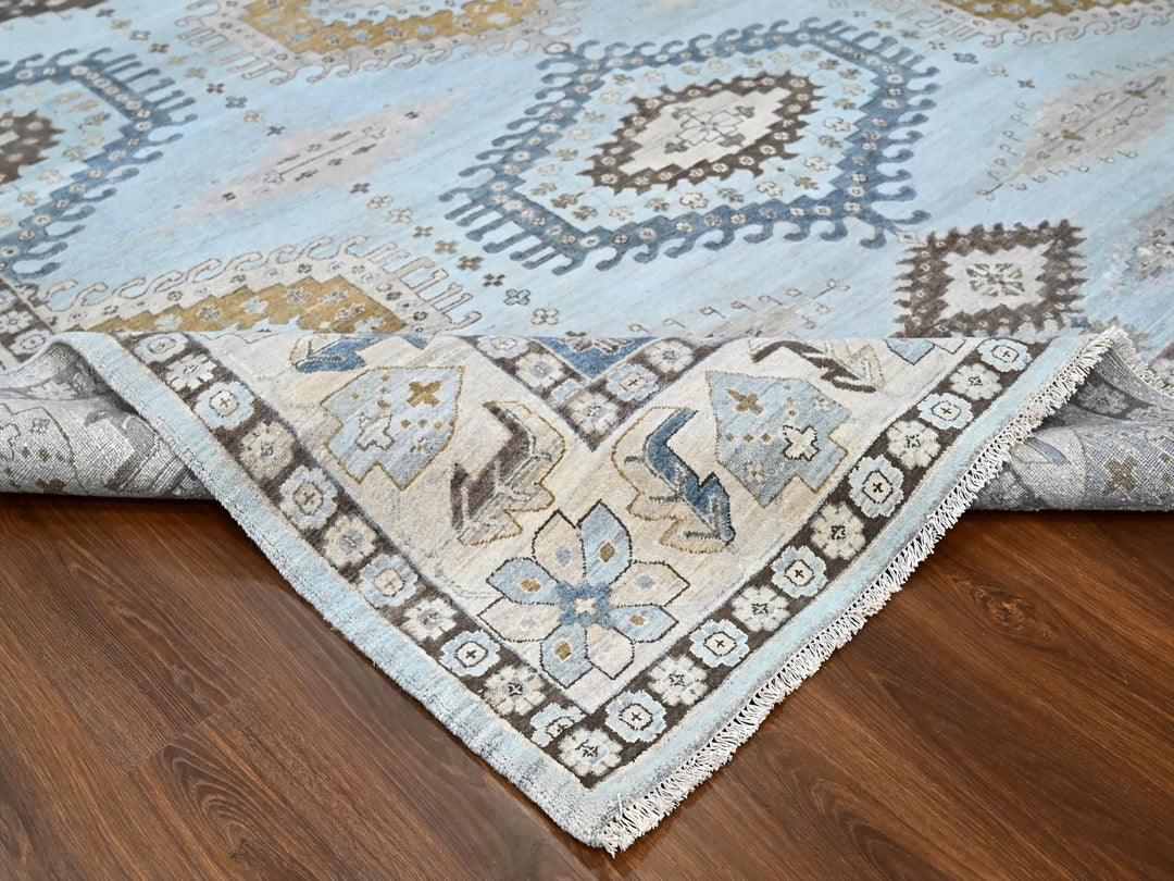 10'0" x 13'11" New Hand Knotted Grey Wool Rectangle Oriental Rug - MOA10284987
