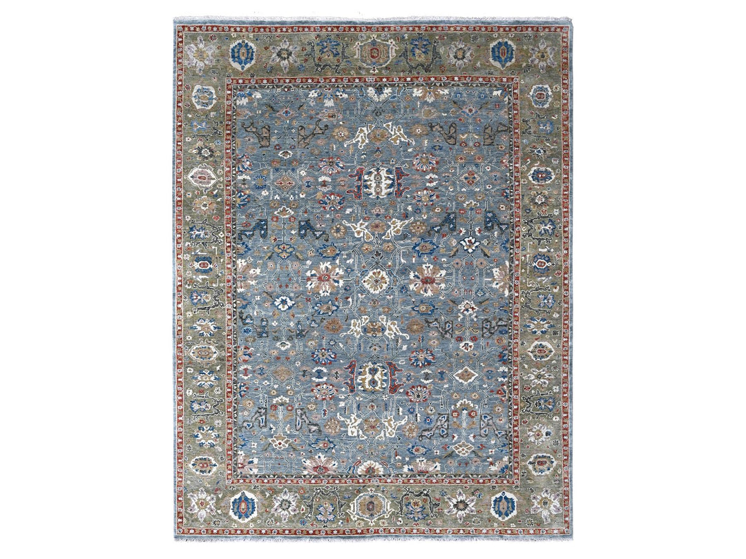 8'11" x 11'10" New Hand Knotted Grey Wool Rectangle Oriental Rug - MOA10284988