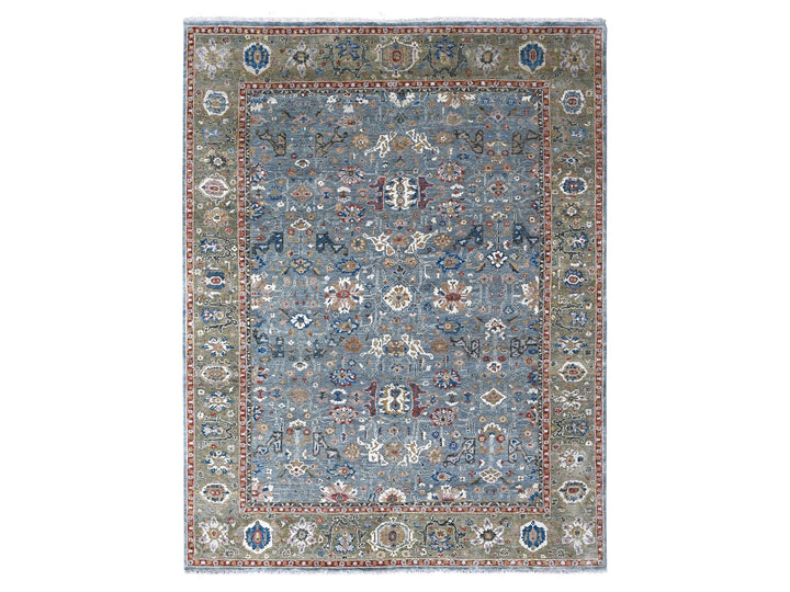 8'11" x 11'10" New Hand Knotted Grey Wool Rectangle Oriental Rug - MOA10284988