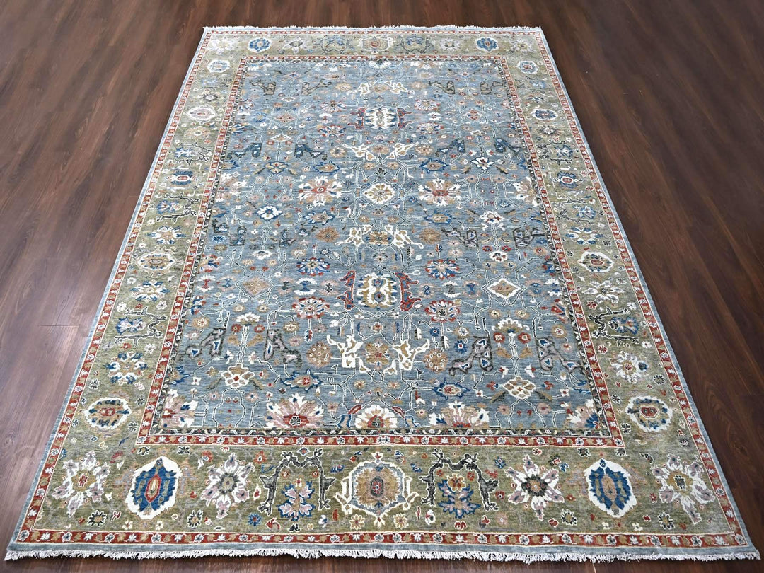 8'11" x 11'10" New Hand Knotted Grey Wool Rectangle Oriental Rug - MOA10284988