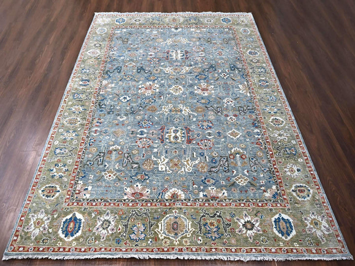 8'11" x 11'10" New Hand Knotted Grey Wool Rectangle Oriental Rug - MOA10284988