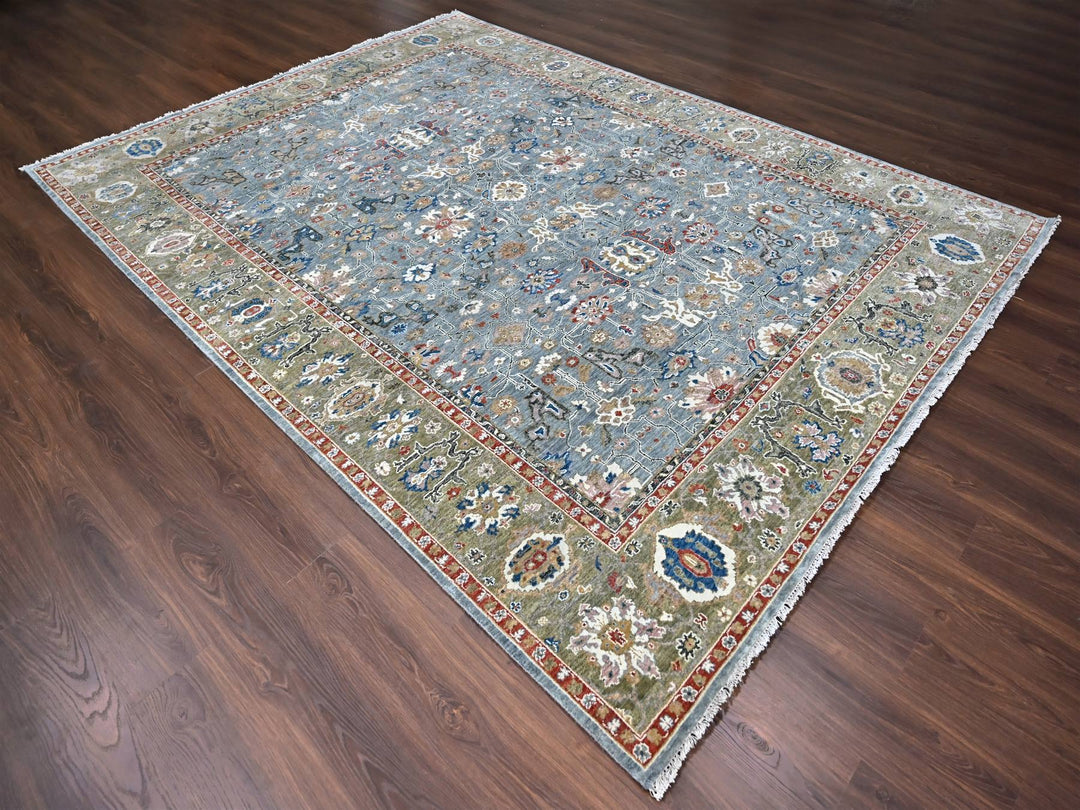 8'11" x 11'10" New Hand Knotted Grey Wool Rectangle Oriental Rug - MOA10284988