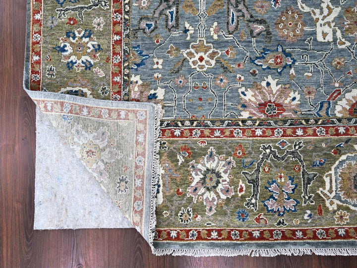8'11" x 11'10" New Hand Knotted Grey Wool Rectangle Oriental Rug - MOA10284988