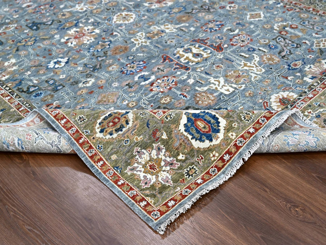 8'11" x 11'10" New Hand Knotted Grey Wool Rectangle Oriental Rug - MOA10284988