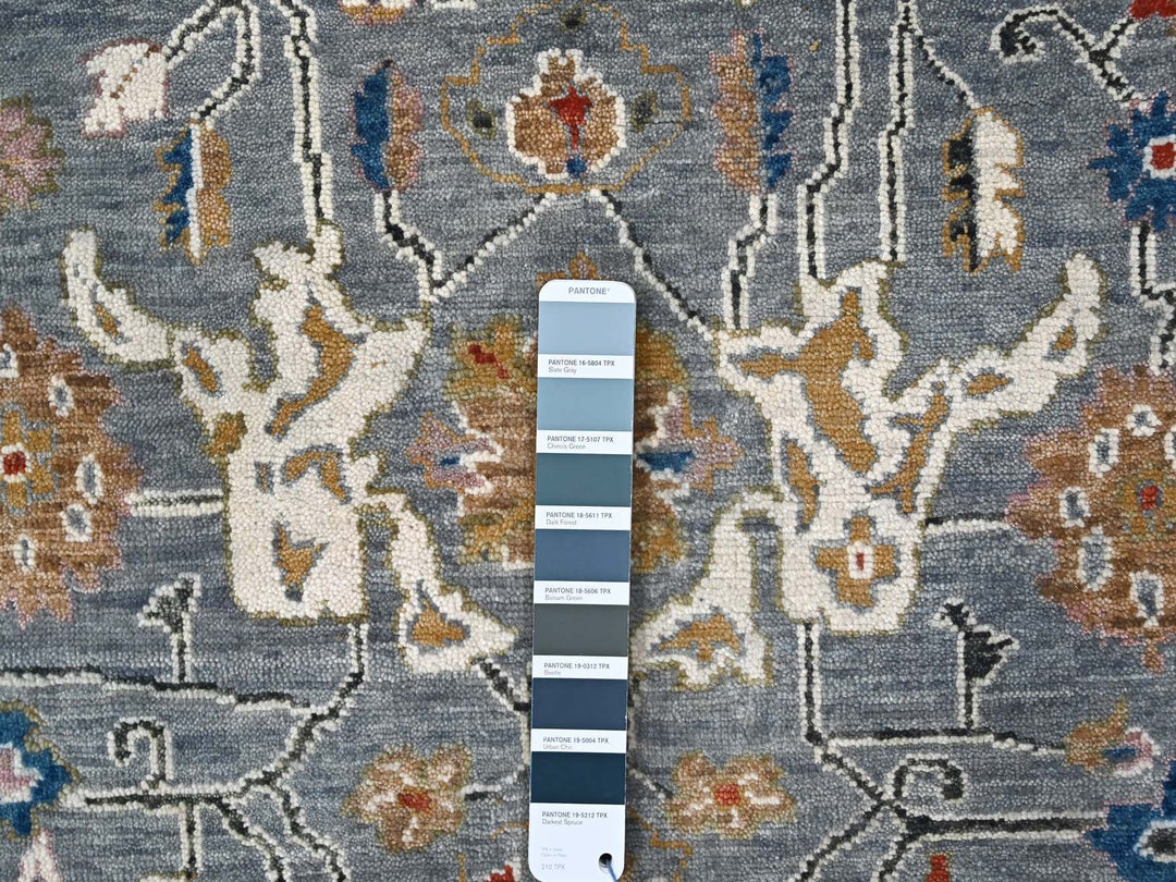 8'11" x 11'10" New Hand Knotted Grey Wool Rectangle Oriental Rug - MOA10284988