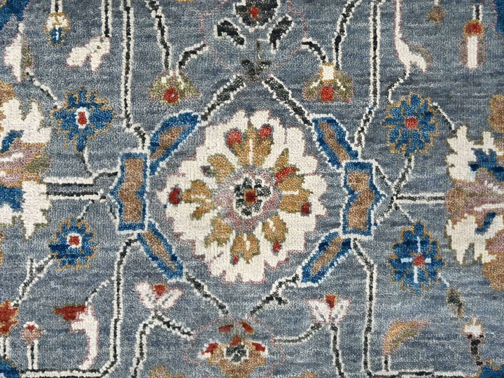 8'11" x 11'10" New Hand Knotted Grey Wool Rectangle Oriental Rug - MOA10284988