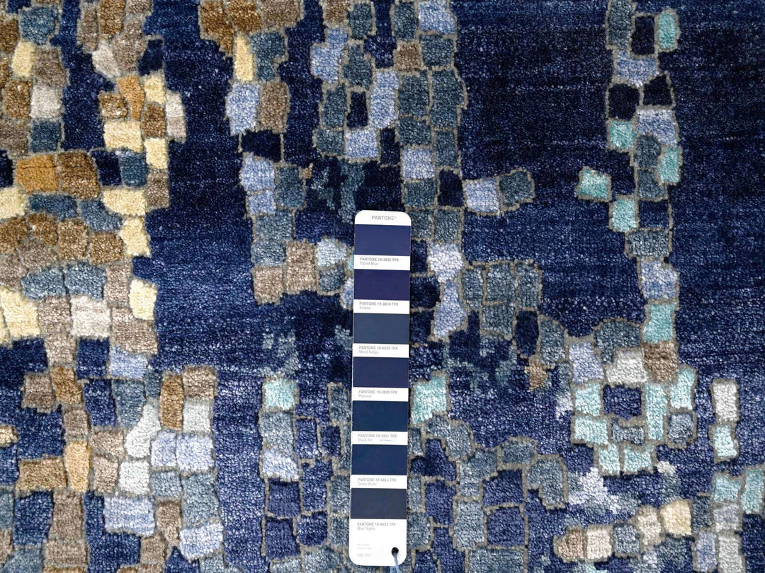 6'1" x 8'10" New Hand Knotted Blue Wool Rectangle Oriental Rug - MOA10284990