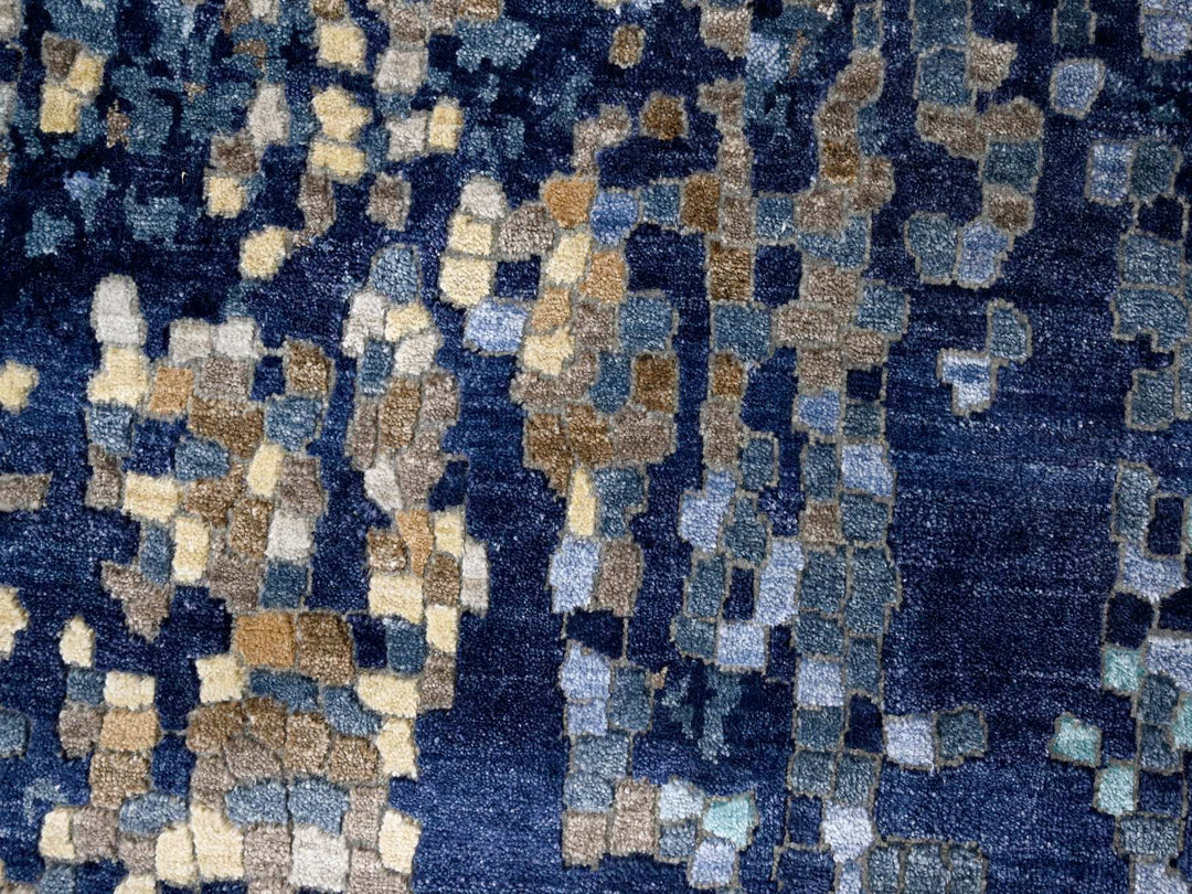 6'1" x 8'10" New Hand Knotted Blue Wool Rectangle Oriental Rug - MOA10284990