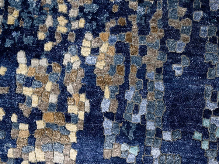 6'1" x 8'10" New Hand Knotted Blue Wool Rectangle Oriental Rug - MOA10284990