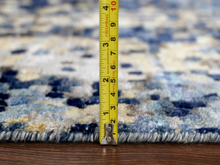 6'1" x 8'10" New Hand Knotted Blue Wool Rectangle Oriental Rug - MOA10284990
