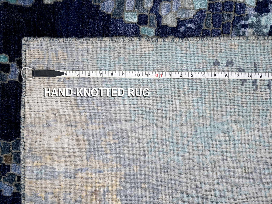 6'1" x 8'10" New Hand Knotted Blue Wool Rectangle Oriental Rug - MOA10284990