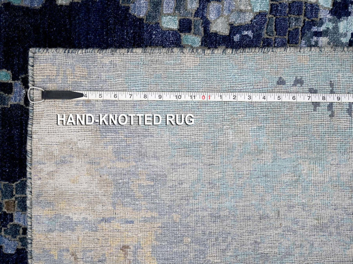 6'1" x 8'10" New Hand Knotted Blue Wool Rectangle Oriental Rug - MOA10284990