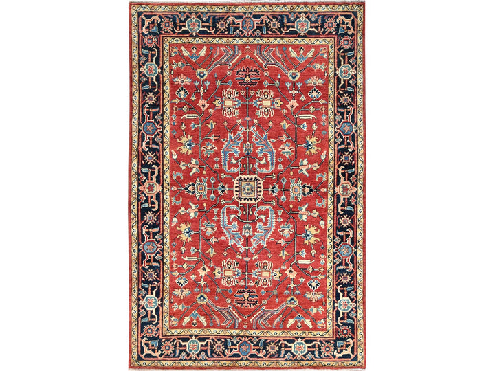 3'10" x 6'0" New Hand Knotted Red Wool Rectangle Oriental Rug - MOA10285008