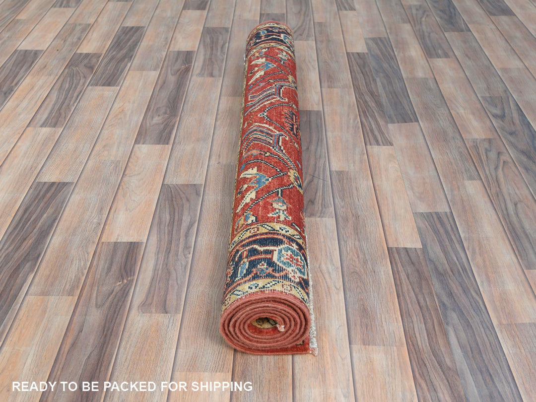 3'10" x 6'0" New Hand Knotted Red Wool Rectangle Oriental Rug - MOA10285008