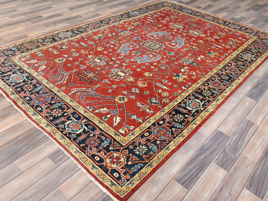 6'1" x 9'1" New Hand Knotted Red Wool Rectangle Oriental Rug - MOA10285022