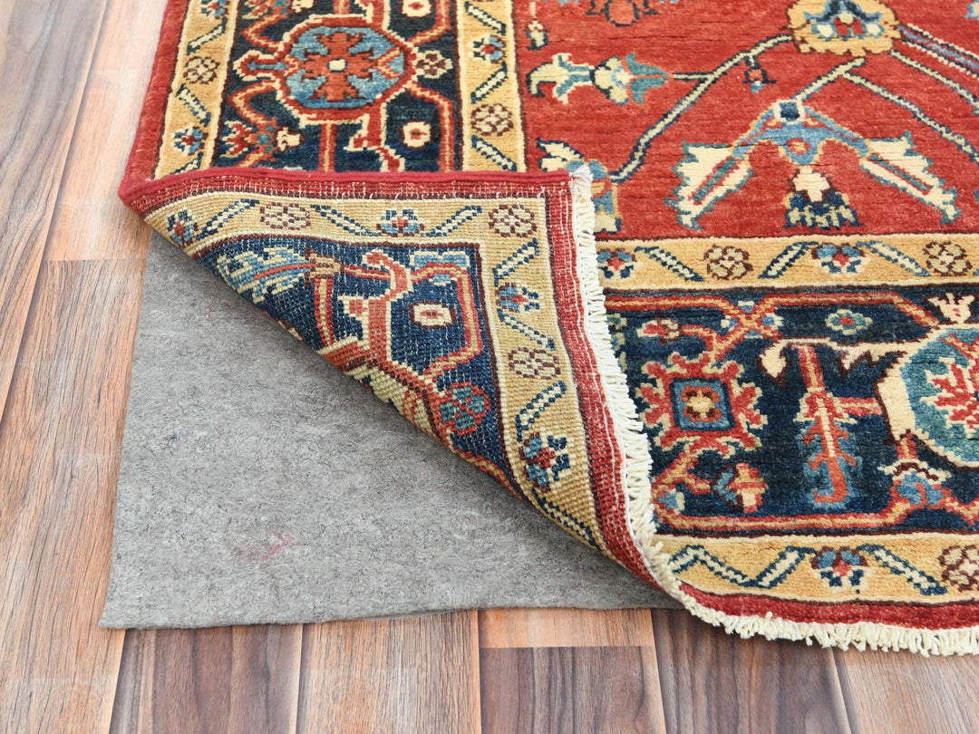 6'1" x 9'1" New Hand Knotted Red Wool Rectangle Oriental Rug - MOA10285022