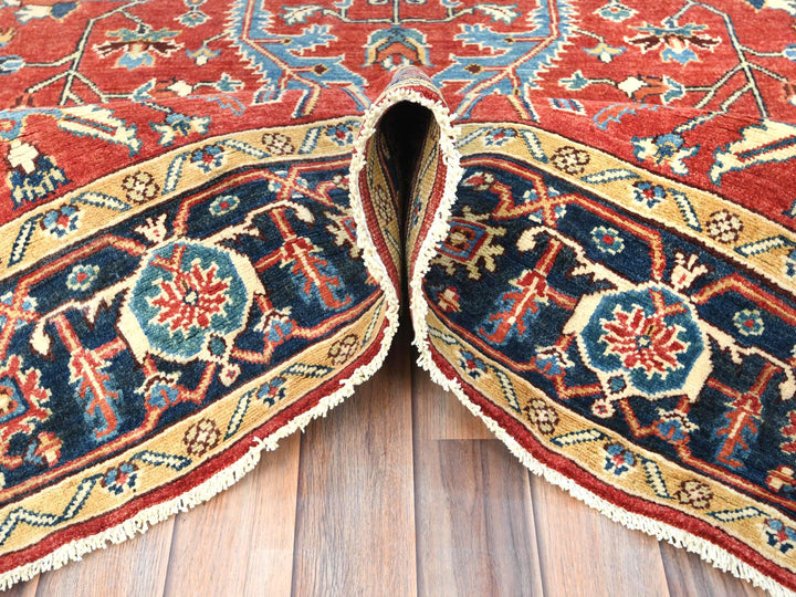 6'1" x 9'1" New Hand Knotted Red Wool Rectangle Oriental Rug - MOA10285022