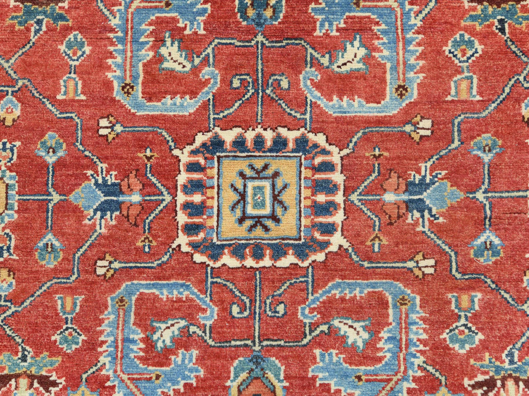 6'1" x 9'1" New Hand Knotted Red Wool Rectangle Oriental Rug - MOA10285022