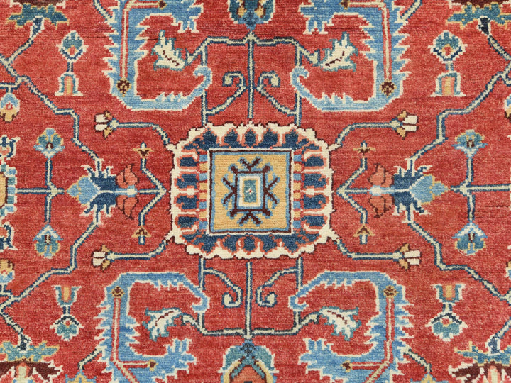 6'1" x 9'1" New Hand Knotted Red Wool Rectangle Oriental Rug - MOA10285022