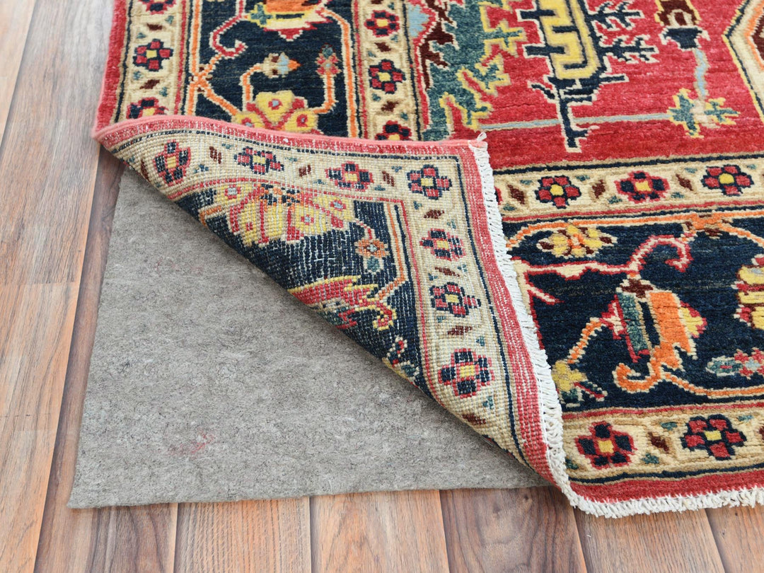 6'1" x 9'2" New Hand Knotted Red Wool Rectangle Oriental Rug - MOA10285023