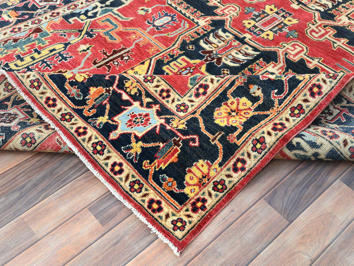 6'1" x 9'2" New Hand Knotted Red Wool Rectangle Oriental Rug - MOA10285023