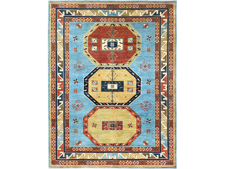 9'0" x 11'10" New Hand Knotted Blue Wool Rectangle Oriental Rug - MOA10285032