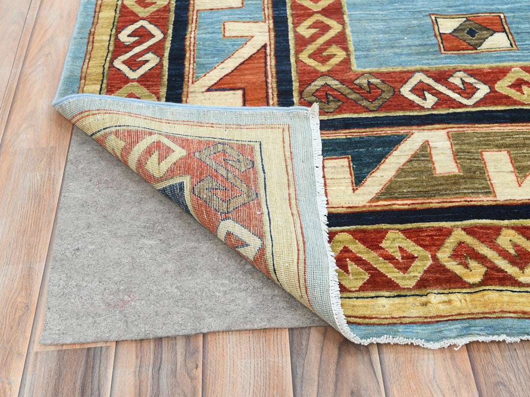 9'0" x 11'10" New Hand Knotted Blue Wool Rectangle Oriental Rug - MOA10285032