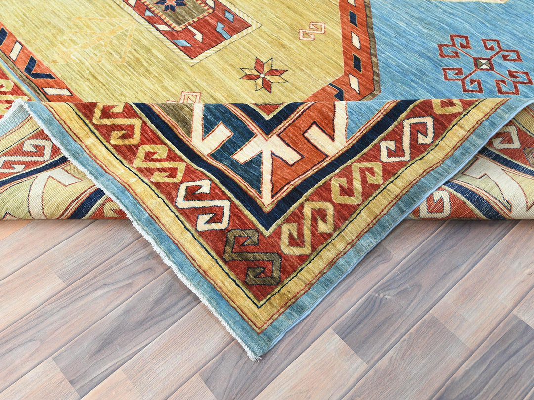 9'0" x 11'10" New Hand Knotted Blue Wool Rectangle Oriental Rug - MOA10285032