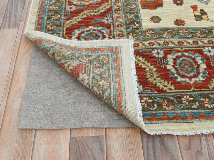 9'0" x 11'4" New Hand Knotted Ivory Wool Rectangle Oriental Rug - MOA10285033