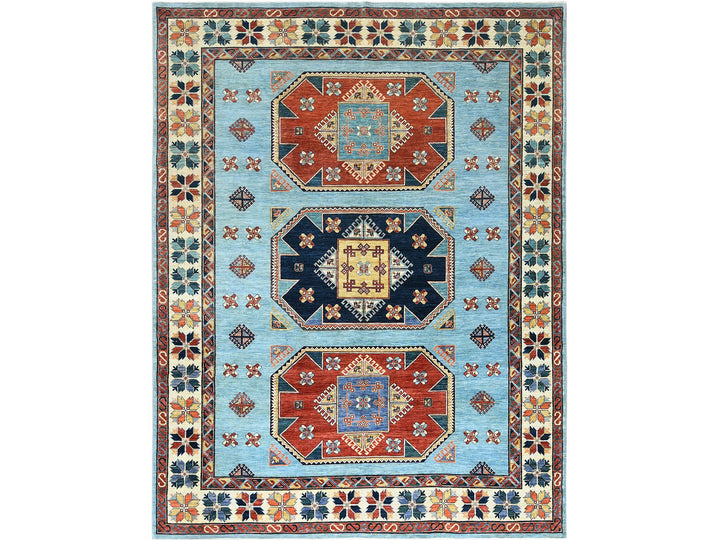 9'0" x 11'8" New Hand Knotted Blue Wool Rectangle Oriental Rug - MOA10285034