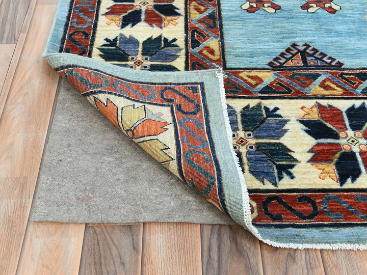 9'0" x 11'8" New Hand Knotted Blue Wool Rectangle Oriental Rug - MOA10285034