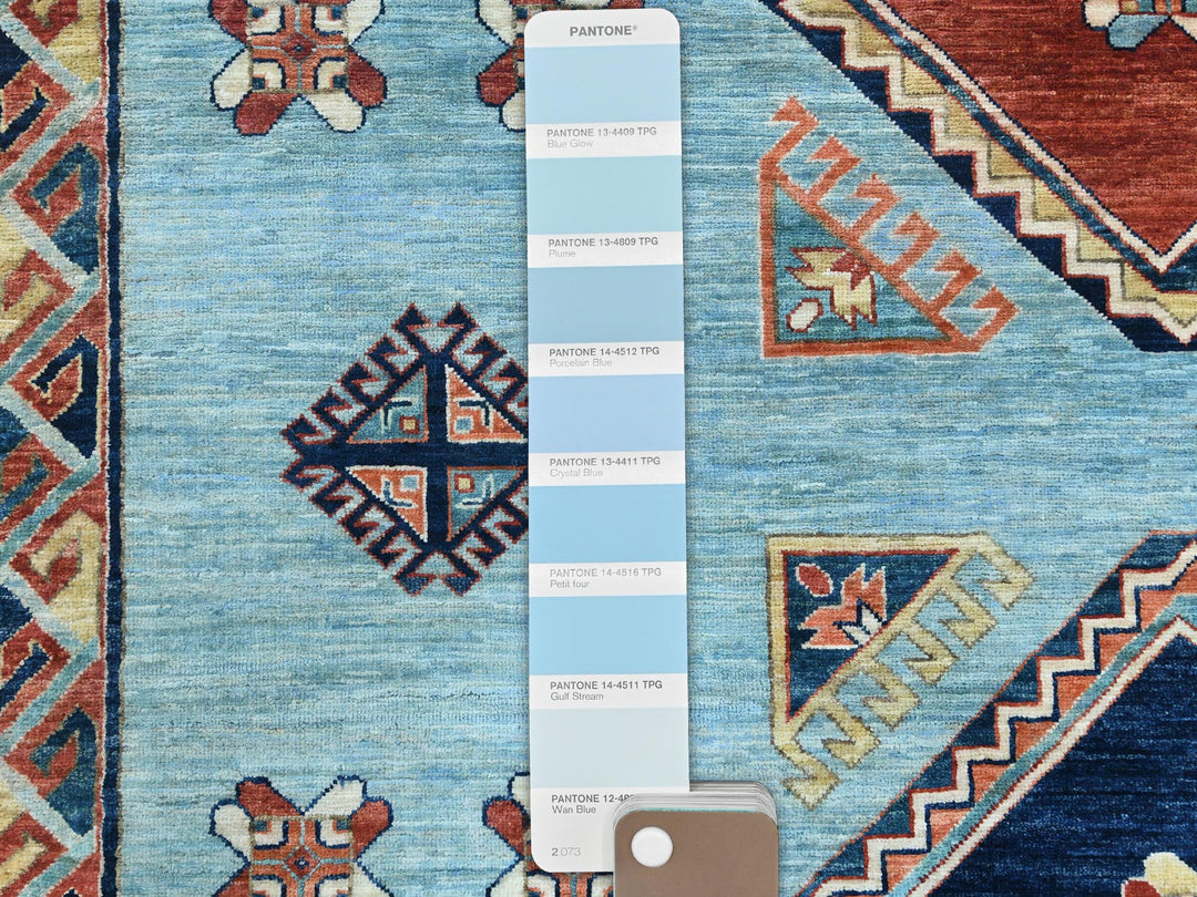 9'0" x 11'8" New Hand Knotted Blue Wool Rectangle Oriental Rug - MOA10285034